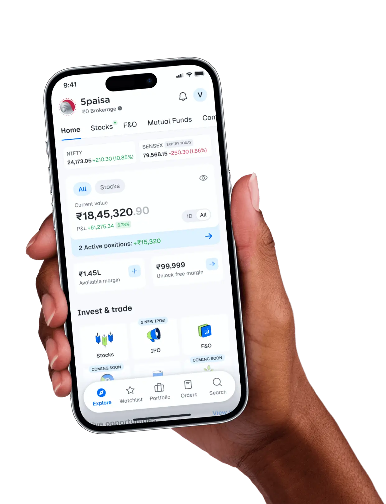 5paisa KYC verification on a mobile phone